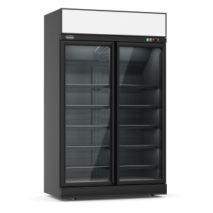 Zamrzovalnik z 2 steklenima vratoma črne barve - 960 L - CombiSteel