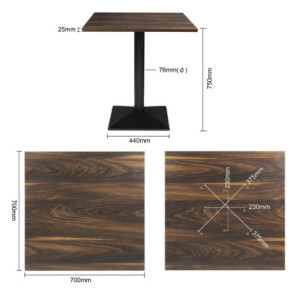 Kvadratna miza z učinkom temnega lesa - 70 x 70 cm - Bolero