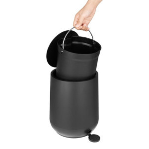 Črna okrogla pedalna košara - 5 L - Jantex
