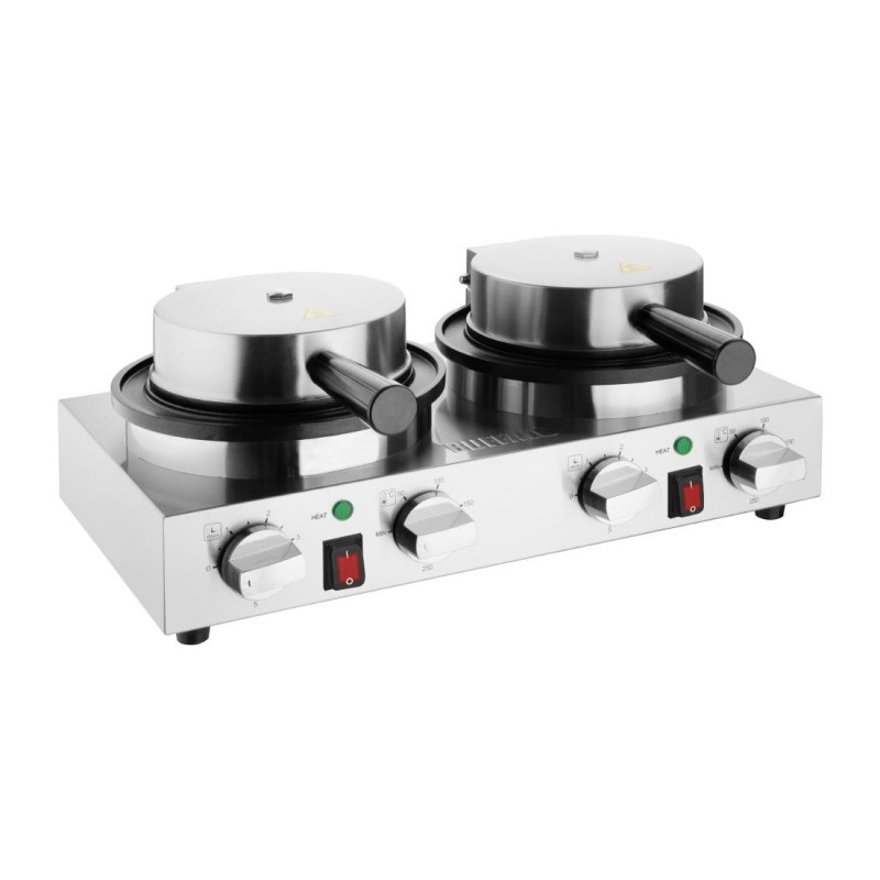 Round Double Belgian Waffle Maker - Buffalo Round Double Belgian Waffle Maker - Buffalo