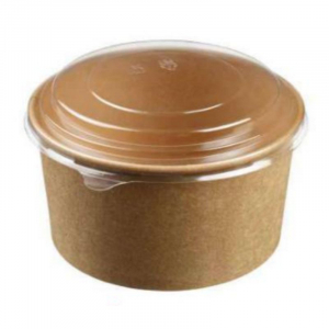 Skleda za solato iz kraft papirja s pokrovom - 1000 ml - ø 149 mm - Paket 250