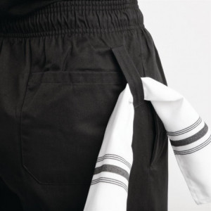 Hlače za kuhinjo Mixte Easyfit črne barve s Teflonom - Velikost XL - Whites Chefs Clothing - Fourniresto