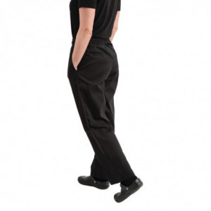 Hlače za kuhinjo Mixte Easyfit črne barve s Teflonom - Velikost XL - Whites Chefs Clothing - Fourniresto