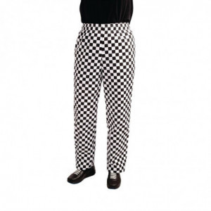 Hlače za kuhinjo Easyfit s črnimi in belimi karirastimi vzorci - Velikost M - Whites Chefs Clothing - Fourniresto