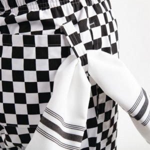 Hlače za kuhinjo Easyfit s črnimi in belimi karirastimi vzorci - Velikost M - Whites Chefs Clothing - Fourniresto