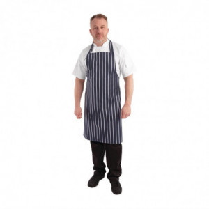 Predpasnik Bavette Brez žepa, črtast modro-beli 965 x 710 mm - Oblačila za kuharje Whites - Fourniresto