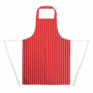 Predpasnik Bavette v rdeče-beli črtasti barvi 710 x 970 mm - Bela kuharska oblačila - Fourniresto