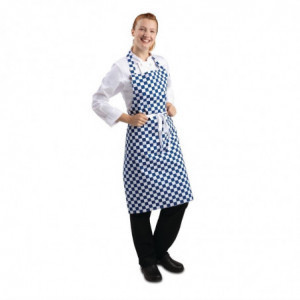 Predpasnik Bavette v modro-belih karirastih vzorcih iz poliestra in bombaža 710 x 970 mm - Oblačila za kuharje Whites - Fournire
