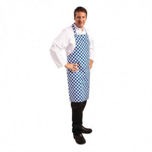 Predpasnik Bavette v modro-belih karirastih vzorcih iz poliestra in bombaža 710 x 970 mm - Oblačila za kuharje Whites - Fournire