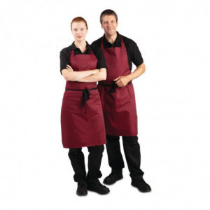 Predpasnik Bavette Bordeaux iz polikotona 710 x 970 mm - Bela kuharska oblačila - Fourniresto