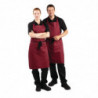 Predpasnik Bavette Bordeaux iz polikotona 710 x 970 mm - Bela kuharska oblačila - Fourniresto