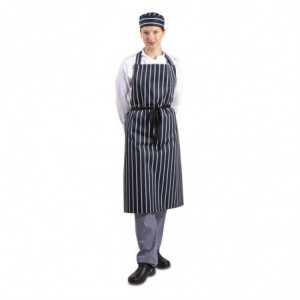 Predpasnik Bavette Extra Long brez žepa, črtast modro-beli - Whites Chefs Clothing - Fourniresto