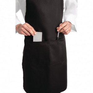 Predpasnik Bavette Črn z žepi in nastavljivim ovratnikom - Chef Works - Fourniresto