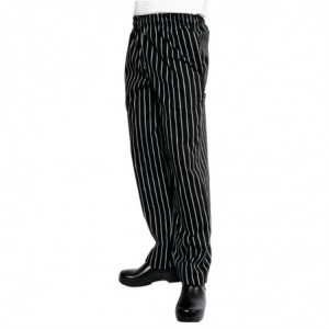 Hlače za kuhinjo unisex Baggy črne in bele črte - velikost XL - Chef Works - Fourniresto