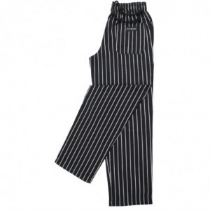 Hlače za kuhinjo unisex Baggy črne in bele črte - velikost XL - Chef Works - Fourniresto