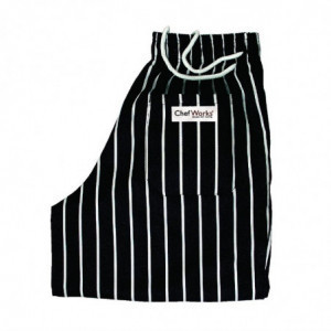 Hlače za kuhinjo unisex Baggy črne in bele črte - velikost XL - Chef Works - Fourniresto