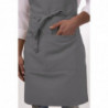 Predpasnik Bavette z nastavljivim ovratnikom in dvojnim žepom sive barve 610 x 860 mm - Chef Works - Fourniresto