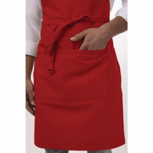 Predpasnik Bavette z nastavljivim ovratnikom in dvojnim žepom rdeče barve 610 x 860 mm - Chef Works - Fourniresto