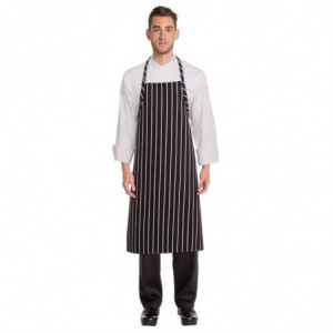 Predpasnik Bavette Tkani Premium s črnimi in belimi črtami - Chef Works - Fourniresto