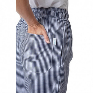 Hlače za kuharje Vegas v modri in beli kockasti vzorci - velikost M - Whites Chefs Clothing - Fourniresto