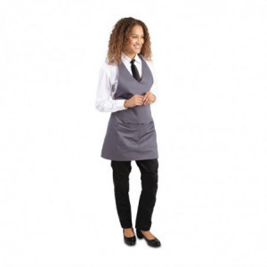 Predpasnik natakarja s sivim antracitnim ovratnikom iz poliestra in bombaža 838 x 698 mm - Whites Chefs Clothing - Fourniresto