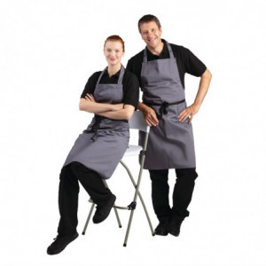 Predpasnik Bavette siva antracit iz polikotona 711 x 965 mm - Whites Chefs Clothing - Fourniresto