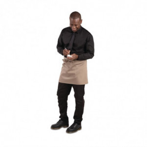 Kratek rjav svetel predpasnik za natakarja iz polikotona 373 x 750 mm - Whites Chefs Clothing - Fourniresto
