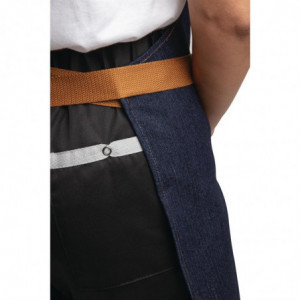 Predpasnik za natakarja iz modrega denim materiala z bombažnim pasom 1000 x 700 mm - Whites Chefs Clothing - Fourniresto