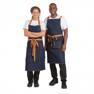 Predpasnik za natakarja iz modrega denim materiala z bombažnim pasom 1000 x 700 mm - Whites Chefs Clothing - Fourniresto