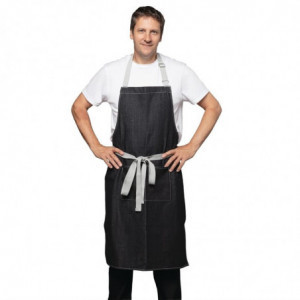Predpasnik Bavette Denim Noir Southside iz poliestra in bombaža 700 x 1000 mm - Whites Chefs Clothing - Fourniresto