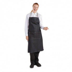 Predpasnik Bavette Denim Noir Southside iz poliestra in bombaža 700 x 1000 mm - Whites Chefs Clothing - Fourniresto