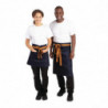 Predpasnik za natakarja iz modrega denim materiala z oker pasom iz bombaža 700 x 430 mm - Whites Chefs Clothing - Fourniresto