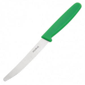 Nož za paradižnik z zelenim zobatim rezilom 10 cm - Hygiplas - Fourniresto