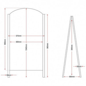 Nalepka za pločnik črne barve s kovinsko konstrukcijo 675 x 660 mm - Olympia - Fourniresto