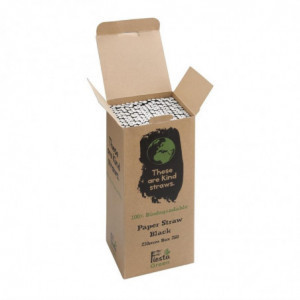 Črne kompostabilne papirnate slamice 210mm - paket 250 kosov - Fiesta Green - Fourniresto