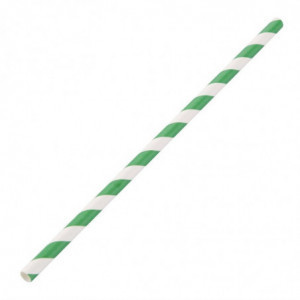 Slamice iz kompostabilnega papirja, črtaste zelene in bele barve 210mm - paket 250 kosov - Fiesta Green - Fourniresto