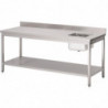 Miza šefa z desnim koritom in inox hrbtnim delom - L 1600 x 700 mm - Gastro M
