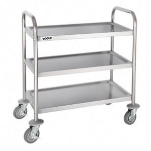 Voziček za pospravljanje iz nerjavečega jekla - 3 nivoji - L 710 X P 405mm - 128Kg - Vogue