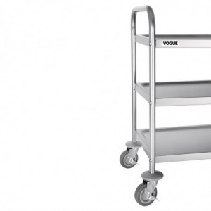 Voziček za pospravljanje iz nerjavečega jekla - 3 nivoji - L 710 X P 405mm - 128Kg - Vogue