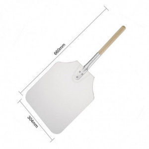 Lopar za pico iz aluminija s lesenim ročajem - 305 x 355 mm - Vogue - Fourniresto