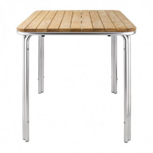 Kvadratna miza iz jesena in aluminija 700mm - Bolero - Fourniresto