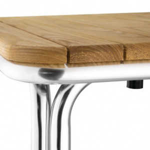 Kvadratna miza iz jesena in aluminija 700mm - Bolero - Fourniresto