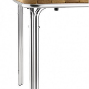 Kvadratna miza iz jesena in aluminija 700mm - Bolero - Fourniresto