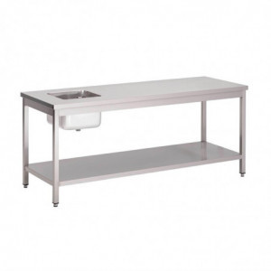 Miza Chef iz nerjavečega jekla z nizko polico - Š 2000 x G 700 mm - Gastro M