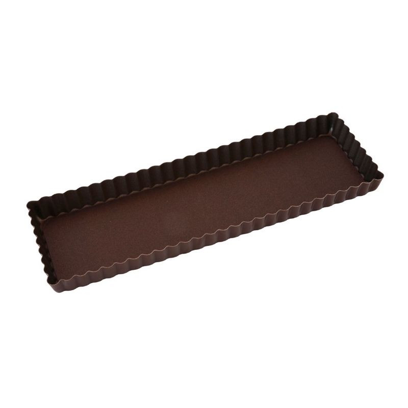 Rebrasta pravokotna tortna modelček s fiksnim dnom - 350 x 110 mm - TELLIER