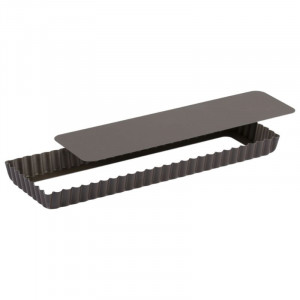 Rebrast pravokoten pekač za pite z odstranljivim dnom - 350 x 110 mm - TELLIER