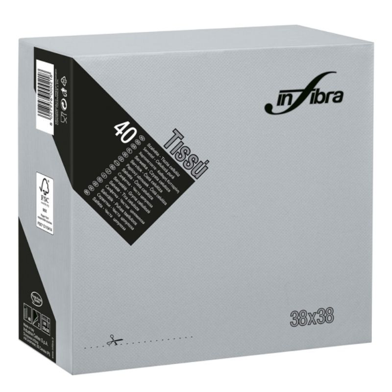Papirnata brisača 2 plasti 38 x 38 - Siva - Paket 1440 Papirnata brisača 2 plasti 38 x 38 - Siva - Paket 1440