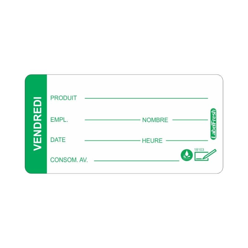 Etiketa sledljivosti LabelFresh Soluble Pro - Ponedeljek - 60 x 30 mm - Paket 250 - Labelfresh Etiketa sledljivosti LabelFresh Soluble Pro - Ponedeljek - 60 x 30 mm - Paket 250 - Labelfresh