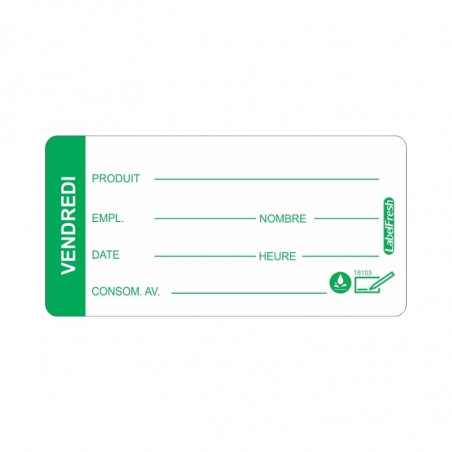 Etiketa sledljivosti LabelFresh Soluble Pro - Ponedeljek - 60 x 30 mm - Paket 250 - Labelfresh