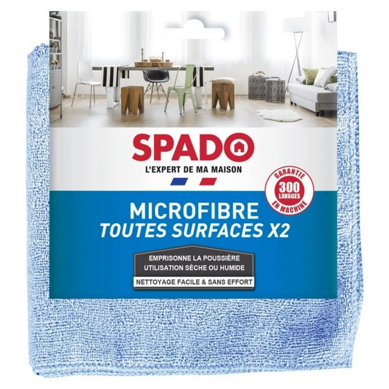 Microfibre Toutes Surfaces - 380 x 380 mm - Lot de 2 - SPADO Microfibre Toutes Surfaces - 380 x 380 mm - Lot de 2 - SPADO